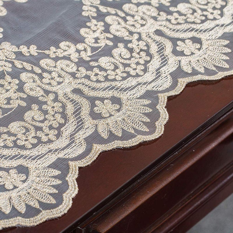 ARTABLE Rectangle Table Runner Lace Macrame Embroidered Table Runners with Exquisite Vintage Shabby Chic for Holiday Wedding Long Dinner Tables (Light Gold, 12 x 48 Inch) - Image 4
